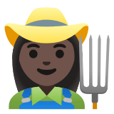 👩🏿‍🌾 Woman Farmer: Dark Skin Tone, Emoji by Google