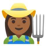 👩🏾‍🌾 Woman Farmer: Medium-Dark Skin Tone, Emoji by Google