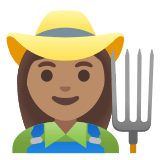 👩🏽‍🌾 Woman Farmer: Medium Skin Tone, Emoji by Google