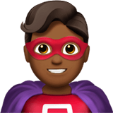 🦸🏾‍♂️ Man Superhero: Medium-Dark Skin Tone, Emoji by Apple