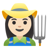 👩🏻‍🌾 Woman Farmer: Light Skin Tone, Emoji by Google