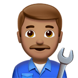 👨🏽‍🔧 Man Mechanic: Medium Skin Tone, Emoji by Apple
