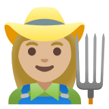 👩🏼‍🌾 Женщина-Фермер: Светлый Тон Кожи, смайлик от Google