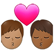 👨🏽‍❤️‍💋‍👨🏾 Kiss: Man, Man, Medium Skin Tone, Medium-Dark Skin Tone, Emoji by Samsung