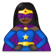 🦸🏿‍♀️ Woman Superhero: Dark Skin Tone, Emoji by Samsung
