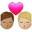 👨🏽‍❤️‍💋‍👨🏼 Kiss: Man, Man, Medium Skin Tone, Medium-Light Skin Tone, Emoji by Samsung