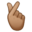 🫰🏽 Hand with Index Finger and Thumb Crossed: Medium Skin Tone, Emoji by Samsung