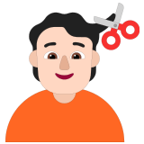 💇🏻 Personne Qui Se Fait Couper Les Cheveux : Peau Claire Emoji par Microsoft
