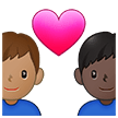 👨🏽‍❤️‍👨🏿 Couple with Heart: Man, Man, Medium Skin Tone, Dark Skin Tone, Emoji by Samsung