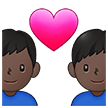 👨🏿‍❤️‍👨🏿 Couple with Heart: Man, Man, Dark Skin Tone, Emoji by Samsung