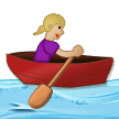 🚣🏼‍♀️ Woman Rowing Boat: Medium-Light Skin Tone, Emoji by Samsung