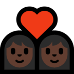 👩🏿‍❤️‍👩🏿 Couple with Heart: Woman, Woman, Dark Skin Tone, Emoji by Microsoft