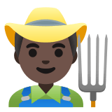 👨🏿‍🌾 Мужчина-Фермер: Очень Темный Тон Кожи, смайлик от Google