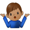 🤷🏽‍♂️ Homme Qui Hausse Les Épaules : Peau Légèrement Mate Emoji par Samsung