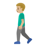 🚶🏼‍♂️ Man Walking: Medium-Light Skin Tone, Emoji by Google