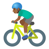 🚴🏾‍♂️ Мужчина на Велосипеде: Темный Тон Кожи, смайлик от Google