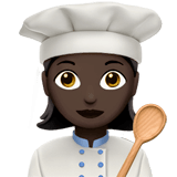 👩🏿‍🍳 Woman Cook: Dark Skin Tone, Emoji by Apple