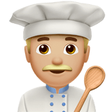 👨🏼‍🍳 Cuisinier : Peau Moyennement Claire Emoji par Apple