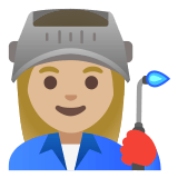 👩🏼‍🏭 Woman Factory Worker: Medium-Light Skin Tone, Emoji by Google