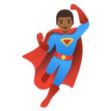 🦸🏾‍♂️ Мужчина-Супергерой: Темный Тон Кожи, смайлик от Google
