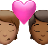 🧑🏽‍❤️‍💋‍🧑🏾 Kiss: Person, Person, Medium Skin Tone, Medium-Dark Skin Tone, Emoji by Apple