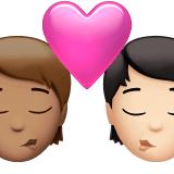 🧑🏽‍❤️‍💋‍🧑🏻 Kiss: Person, Person, Medium Skin Tone, Light Skin Tone, Emoji by Apple
