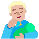 👨🏼‍🍼 Man Feeding Baby: Medium-Light Skin Tone, Emoji by Microsoft