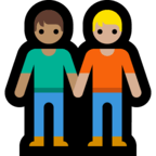 🧑🏼‍🤝‍🧑🏽 People Holding Hands: Medium-Light Skin Tone, Medium Skin Tone, Emoji by Microsoft