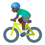 🚴🏿‍♂️ Мужчина на Велосипеде: Очень Темный Тон Кожи, смайлик от Google