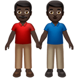 👬🏿 Deux Hommes Se Tenant La Main : Peau Foncée Emoji par Apple