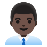 👨🏿‍💼 Büroangestellter: Dunkle Hautfarbe Emoji von Google