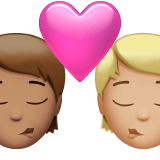 🧑🏽‍❤️‍💋‍🧑🏼 Kiss: Person, Person, Medium Skin Tone, Medium-Light Skin Tone, Emoji by Apple
