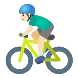 🚴🏻‍♂️ Man Biking: Light Skin Tone, Emoji by Google