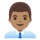 👨🏽‍💼 Büroangestellter: Mittlere Hautfarbe Emoji von Google