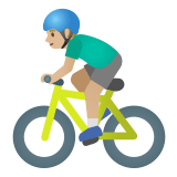 🚴🏼‍♂️ Man Biking: Medium-Light Skin Tone, Emoji by Google