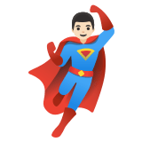 🦸🏻‍♂️ Мужчина-Супергерой: Очень Светлый Тон Кожи, смайлик от Google