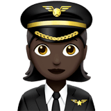👩🏿‍✈️ Woman Pilot: Dark Skin Tone, Emoji by Apple