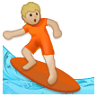🏄🏼 Person Surfing: Medium-Light Skin Tone, Emoji by Samsung