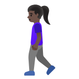 🚶🏿‍♀️ Woman Walking: Dark Skin Tone, Emoji by Google