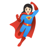 🦸🏻‍♀️ Woman Superhero: Light Skin Tone, Emoji by Google