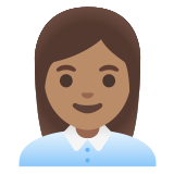 👩🏽‍💼 Büroangestellte: Mittlere Hautfarbe Emoji von Google