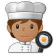 🧑🏽‍🍳 Cuisinier (tous Genres) : Peau Légèrement Mate Emoji par Samsung