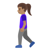 🚶🏽‍♀️ Woman Walking: Medium Skin Tone, Emoji by Google
