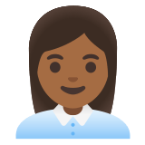 👩🏾‍💼 Woman Office Worker: Medium-Dark Skin Tone, Emoji by Google