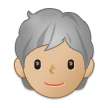 🧑🏼‍🦳 Erwachsener: Mittelhelle Hautfarbe, Weißes Haar Emoji von Samsung