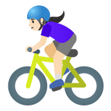 🚴🏻‍♀️ Женщина на Велосипеде: Очень Светлый Тон Кожи, смайлик от Google