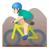 🚵🏻‍♂️ Мужчина на Горном Велосипеде: Очень Светлый Тон Кожи, смайлик от Google