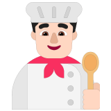 👨🏻‍🍳 Man Cook: Light Skin Tone, Emoji by Microsoft