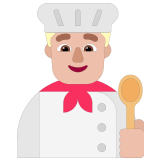 👨🏼‍🍳 Man Cook: Medium-Light Skin Tone, Emoji by Microsoft