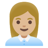 👩🏼‍💼 Woman Office Worker: Medium-Light Skin Tone, Emoji by Google